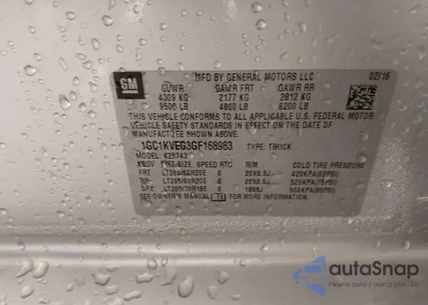 2016 Chevrolet Silverado 2500Hd Lt из США, поврежденный, VIN 1GC1KVEG3GF168983